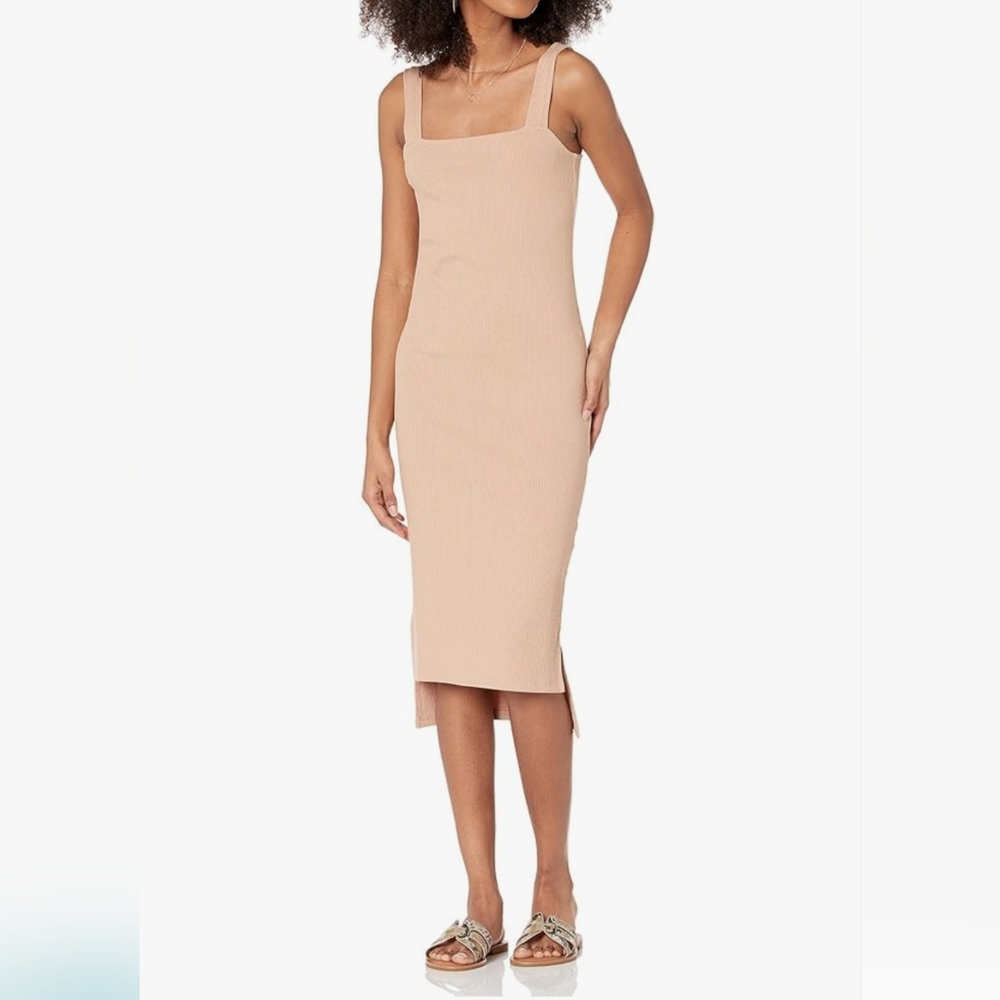 THE DROP Amelia Square-Neck Strappy Bodycon Midi Tank Dress | SZ M